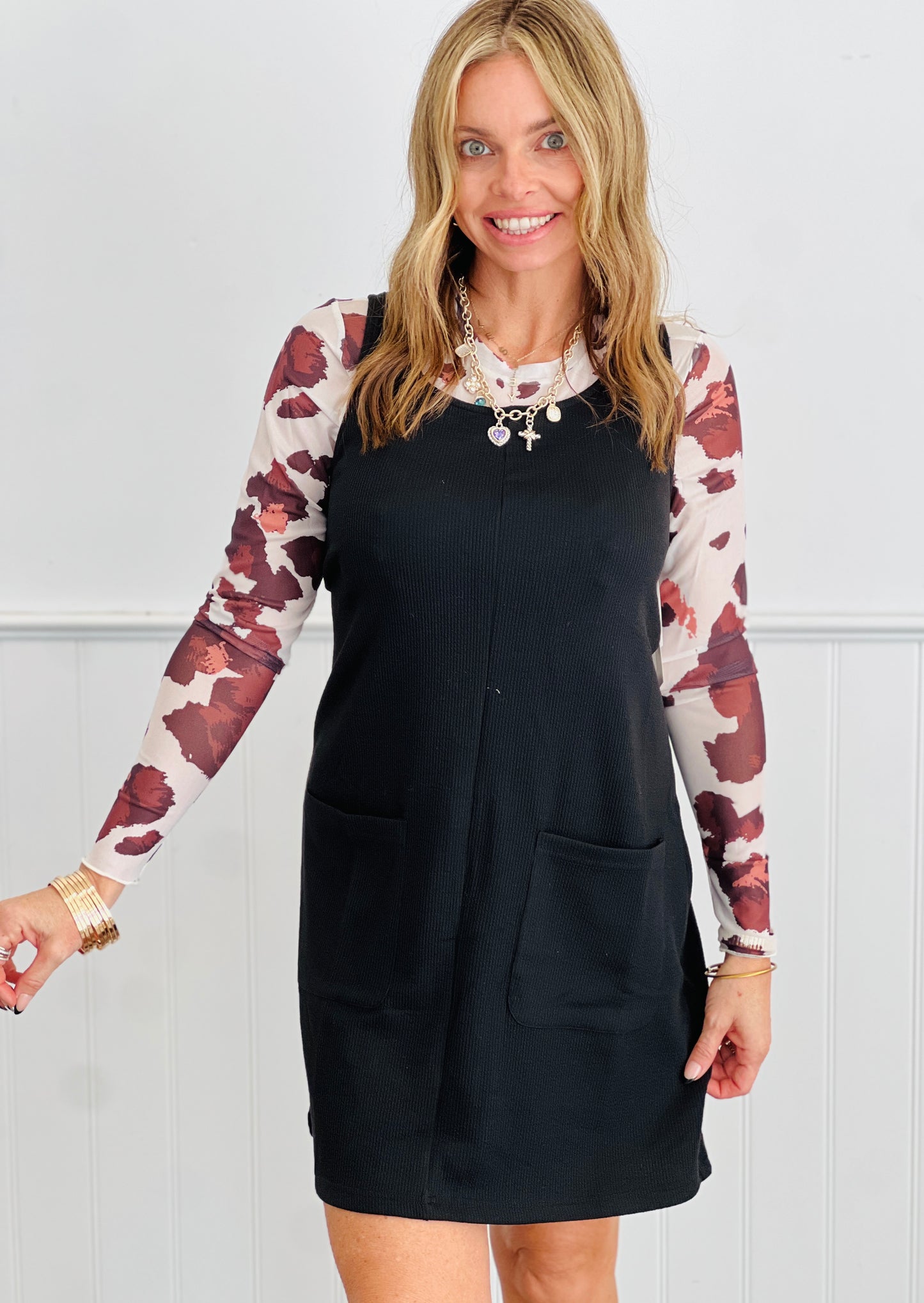 Black Rory Ribbed Jumper Dress (Reg. and Plus)