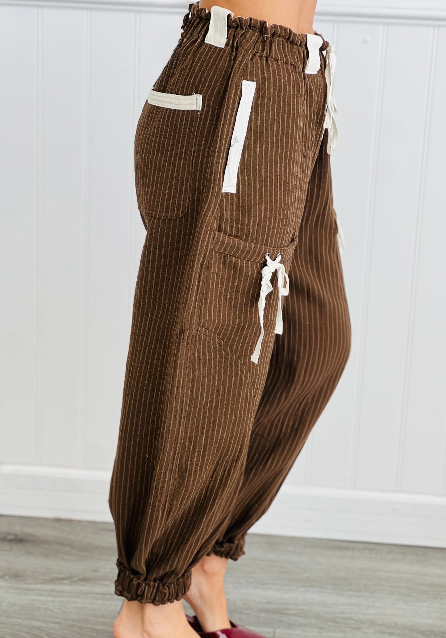 Chocolate Striped Barrel Joggers (Reg.)