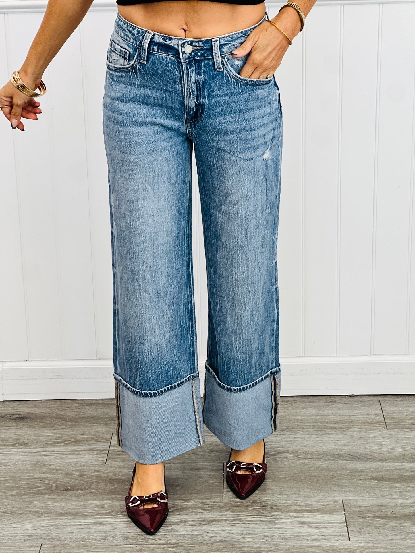 Feeling Cute And Cuffy Wide Denim Jeans (Reg.)