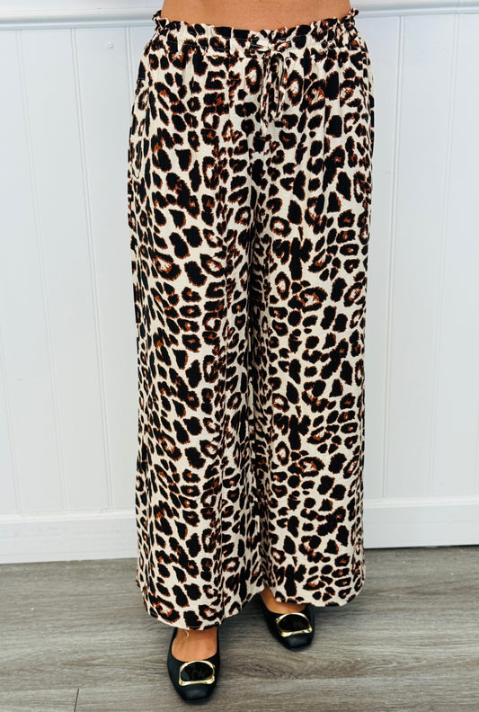Leopard Combo Wide Leg Pants (Reg & Plus)