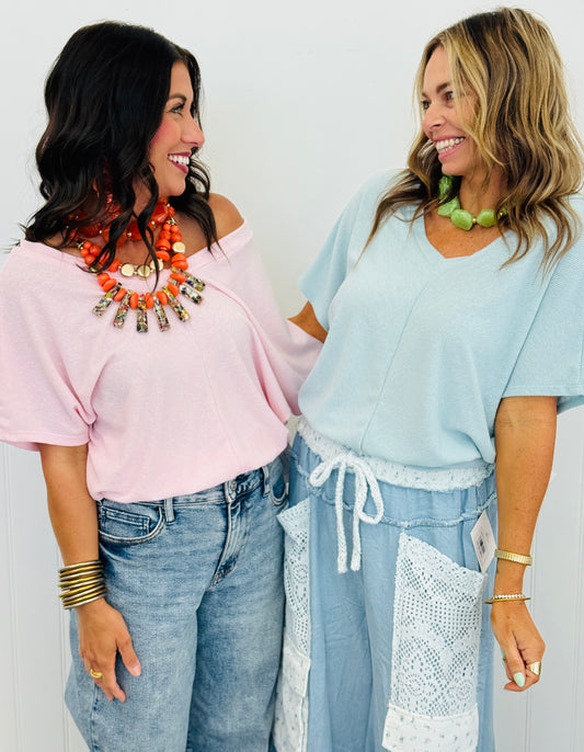 V-Neck Short Sleeve Top (Reg.) - 2 Colors