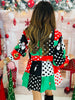 Queen Of Sparkles Colorblock Polka Dot Christmas Icon Mini Dress (Reg. & Plus)