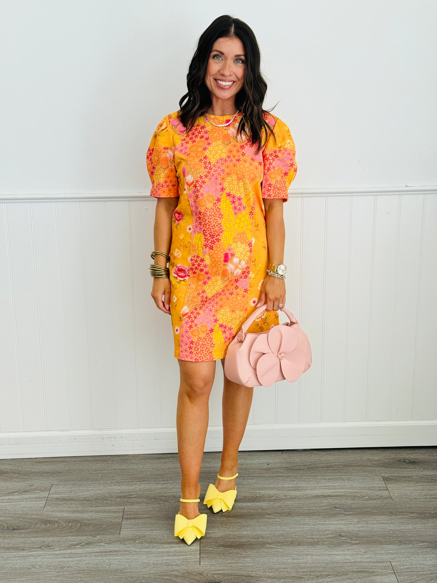 Orange Vintage Patchwork Mini  Dress (Reg & Plus)