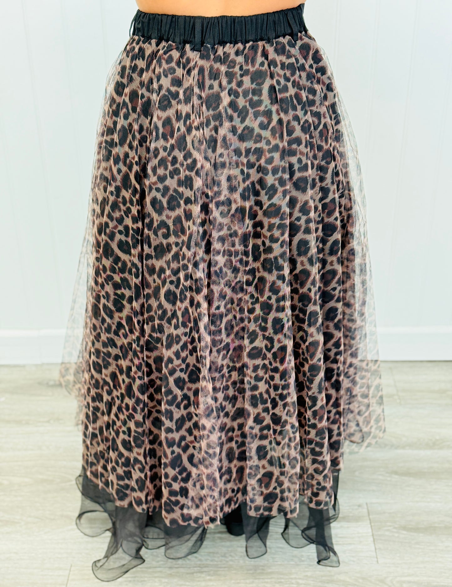 Leopard Sheer Layered Belted Maxi Skirt (Reg & Plus)