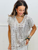Natural Geometric Sequin Cap Sleeve Top (Reg. and Plus)