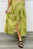 Green Deer Print Front Slit Midi Skirt (Reg.)