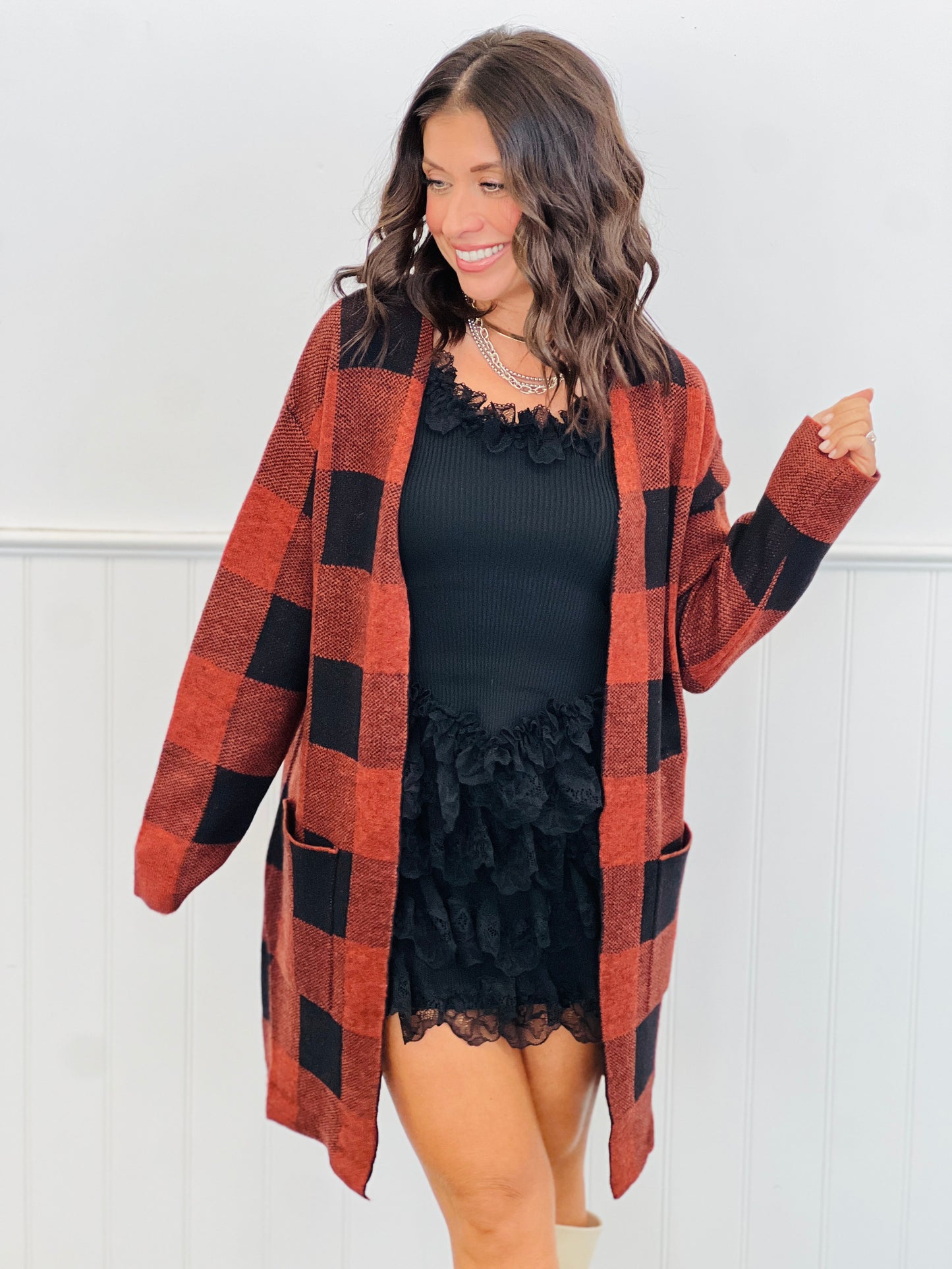 Longline Jacquard Sweater Cardigan (Reg.)-2 Colors