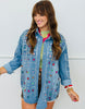 Denim Multi Crystal & Rhinestone Shacket (One Size)