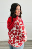 Ivory/Red Ribbed Trim Hearts Hoodie Top (Reg & Plus)
