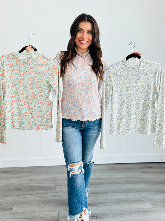 Floral Lettuce Edge Top (Reg & Plus)-3 Colors