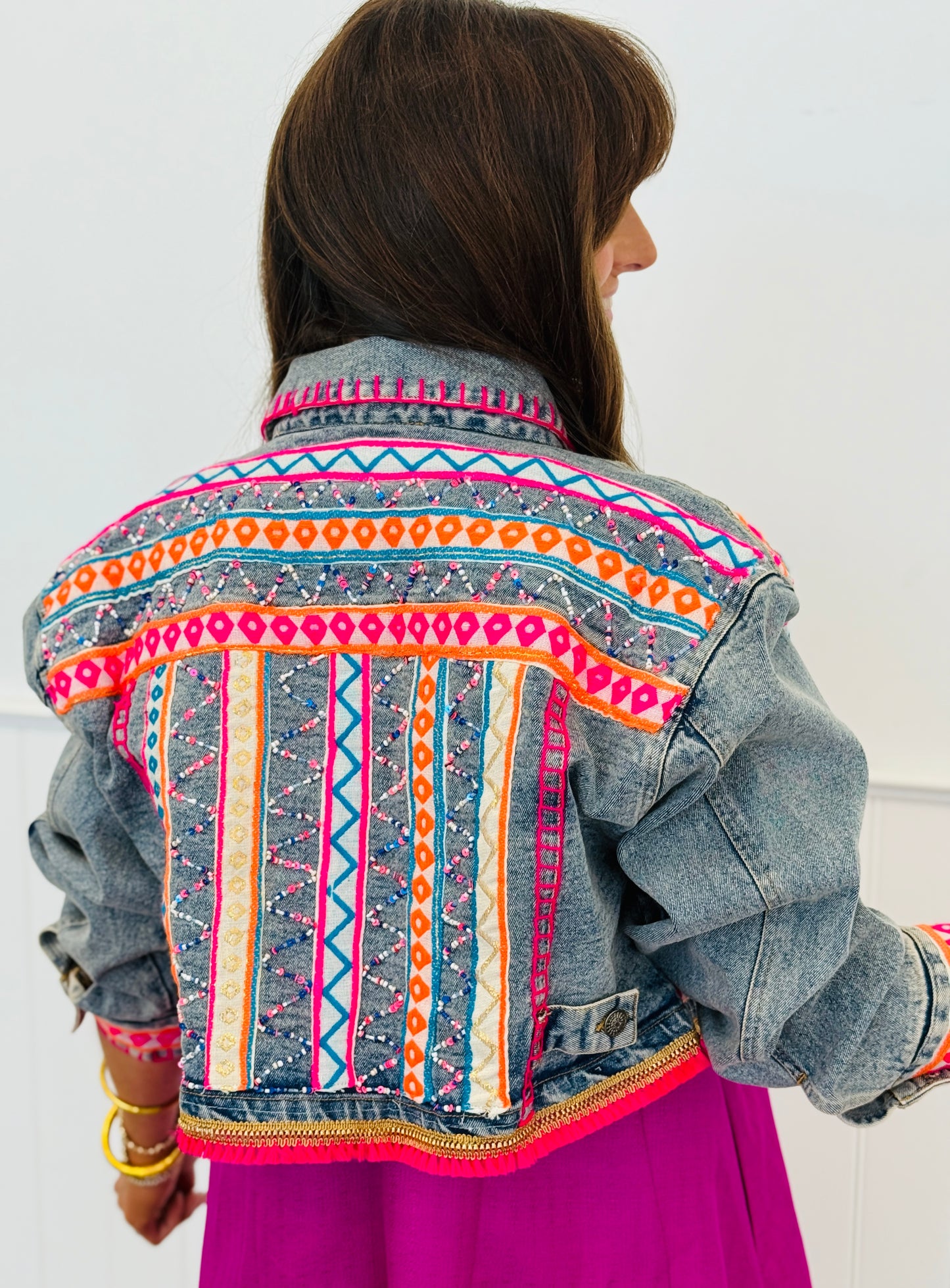 POL Denim Embroidered Aztec Design Jacket (Reg.)