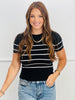 Short Sleeve Striped Sweater Top (Reg)-4 Colors