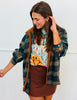 Plaid Corduroy Trim Shirt (Reg & Plus) - 2 Colors