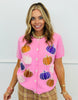 Glitter Pumpkin Short Sleeve Cardigan (Reg. and Plus)
