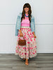 Pink Multi Blurred Floral Maxi Skirt Set (Reg & Plus)