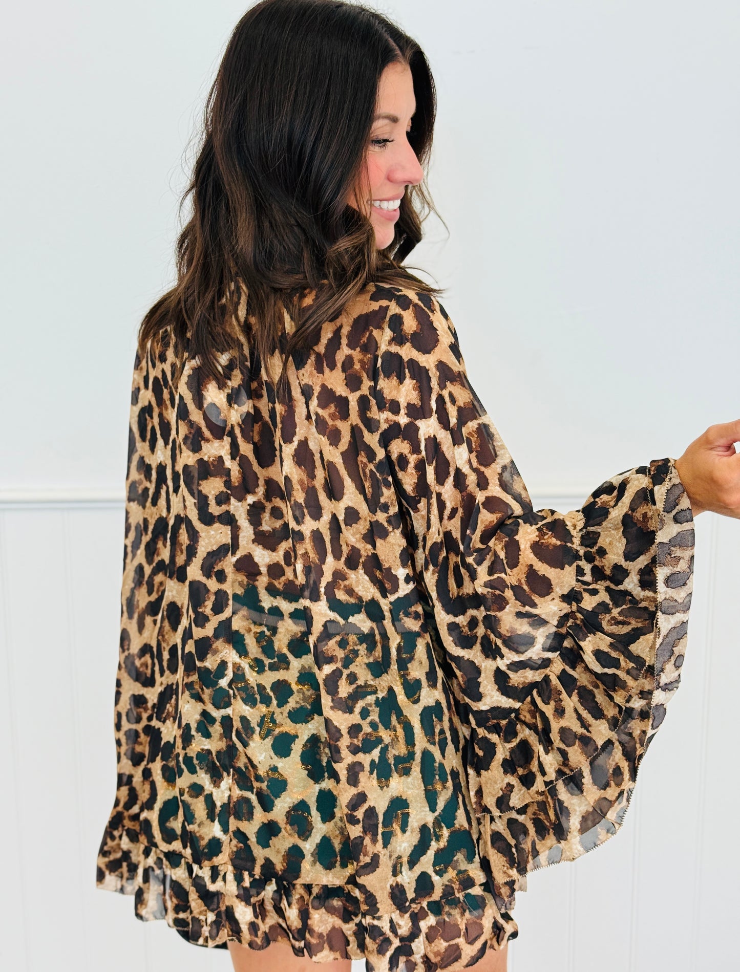 Leopard Printed Chiffon Blouse (Reg & Plus)