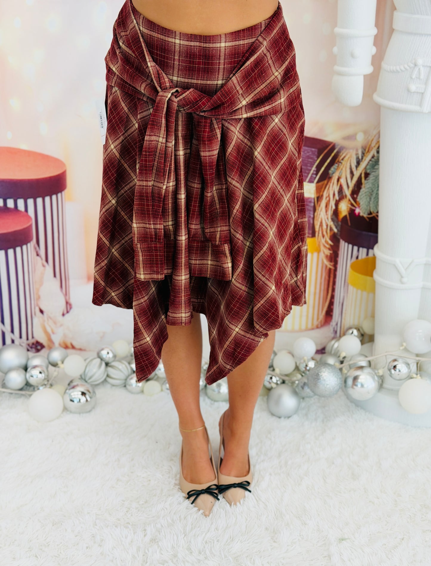 Bronze Plaid Midi Skirt (Reg.)