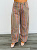 Mocha Combo Plaid Print Barrel Pants (Reg.)