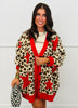 Red Leopard Star Sweater Cardigan (Reg & Plus)