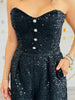 Black Sequin Strapless Jumpsuit (Reg)