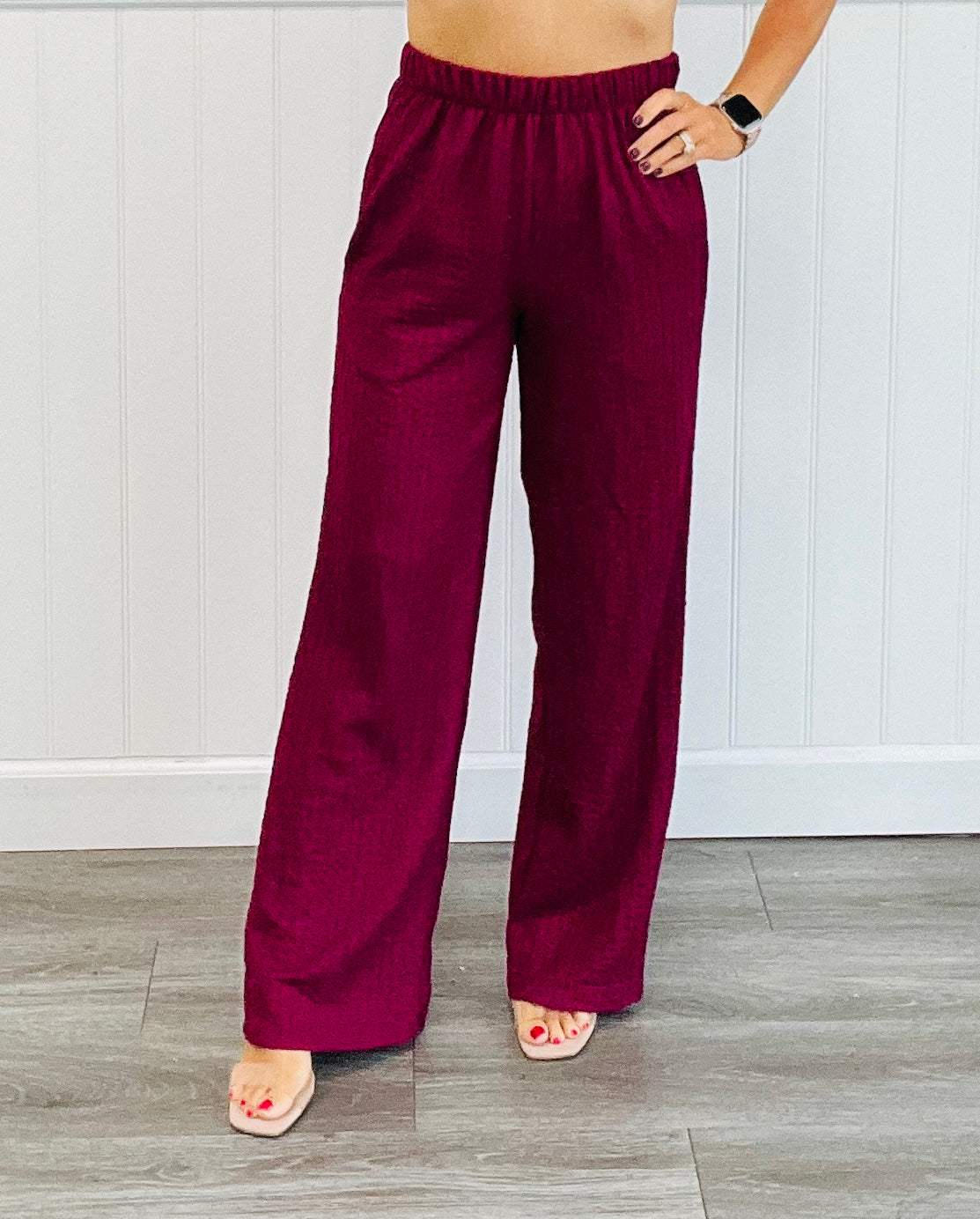 Textured Wide Leg Pants (Reg & Plus)