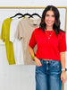 Contrast Piping Knit Pullover Top (Reg. & Plus)-4 Colors