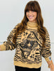 Queen Of Sparkles Tan Sequin Tiger Print Card Logo Sweatshirt (Reg. and Plus)