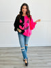 Queen Of Sparkles Black & Neon Pink Pumpkin Sweatshirt (Reg. and Plus)