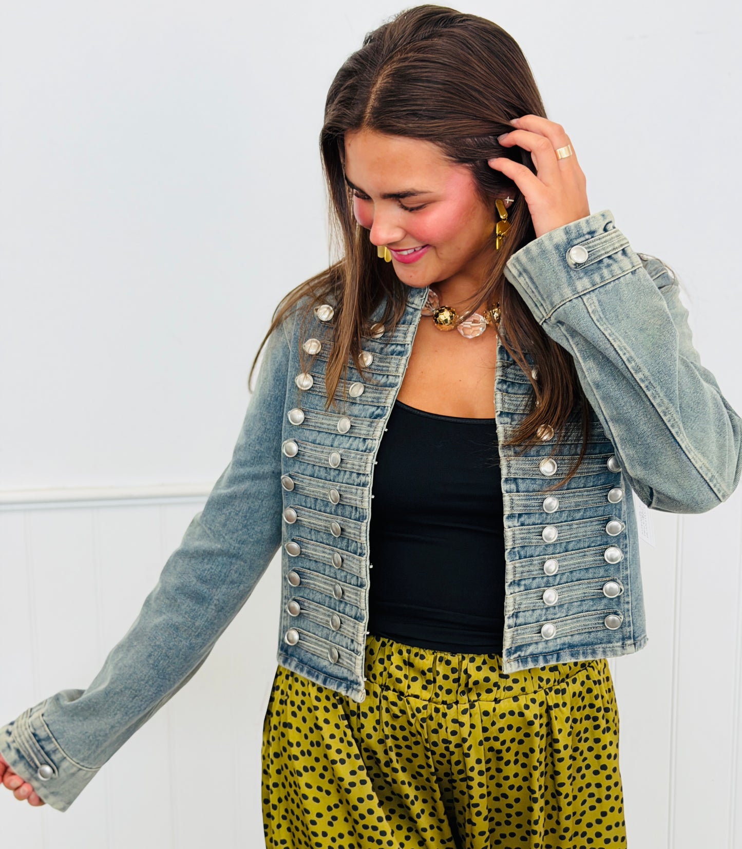 Medium Denim Hook N Eye Napoleon Cardigan (Reg.)