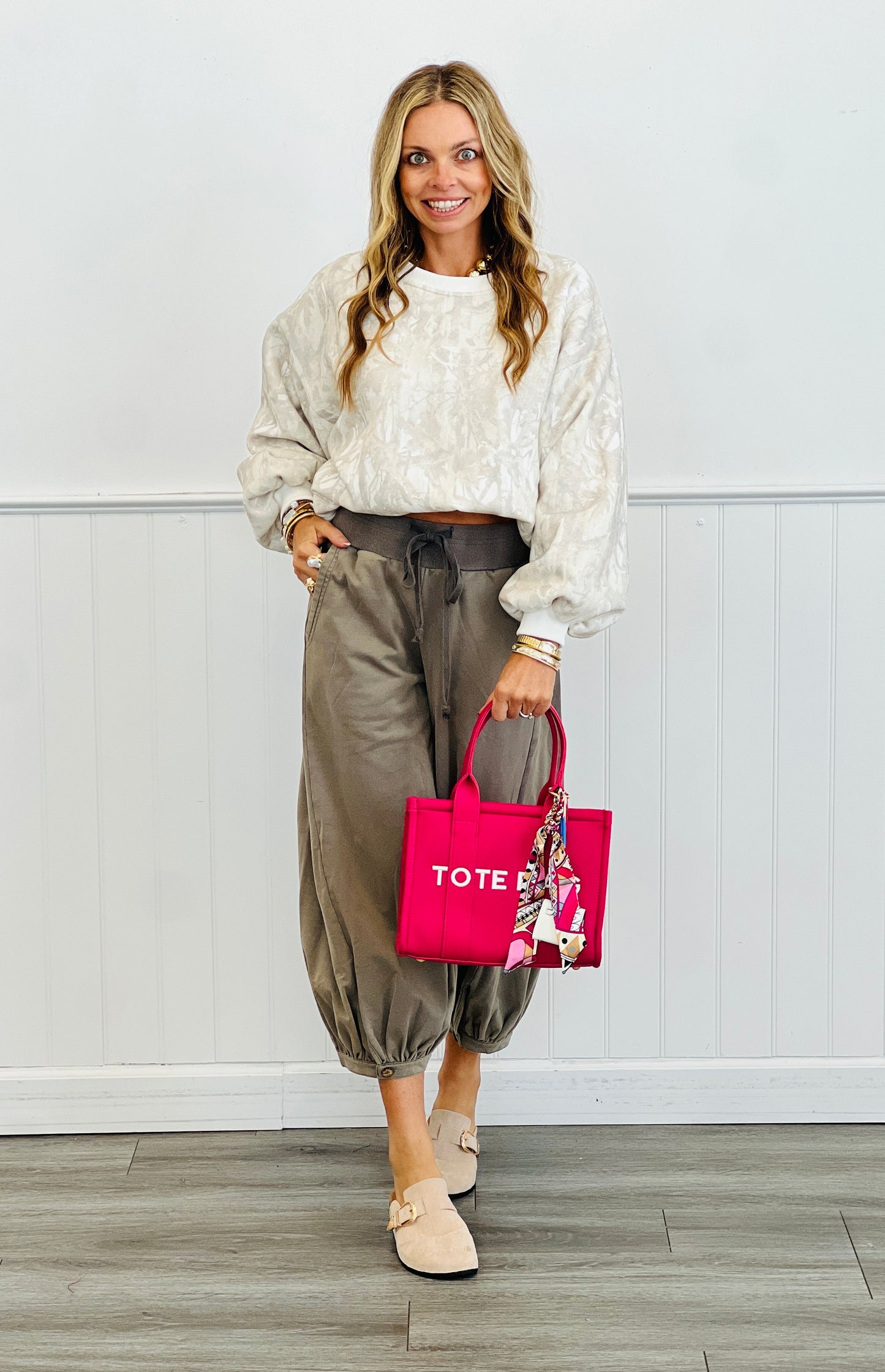 Acid Washed Bubble Pants (Reg. and Plus) - 2 Colors