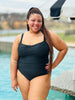 Black Ruched 1 Piece Swimsuit (Reg.)