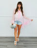 Sheer Mesh Ruffle High Low Blouse (Reg.)- 3 Colors
