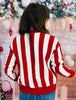 Red Stripe Christmas Truck Sweater Cardigan (Reg.)