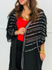 Black Front Tie Tassel Longline Cardigan (OS & Plus)