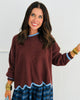 Contrast Trim Scalloped Hem Sweater Top (Reg & Plus) - 2 Colors