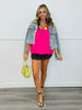 Bubble Hem Strappy Bow Top (Reg.)-3 Colors