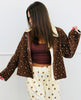 Dark Brown Multi Floral Print Utility Jacket (Reg & Plus)