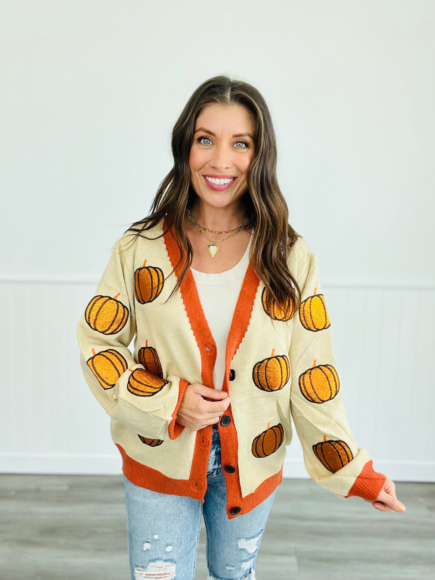 Glitter Pumpkin Cardigan (Reg. & Plus)