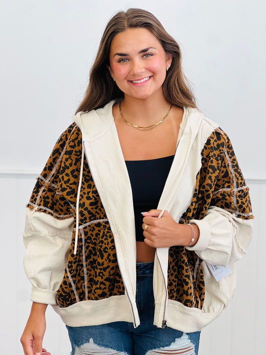 Washed Leopard & Oatmeal Hoodie Jacket (Reg.)