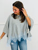 H Grey Lace Hem Detail Poncho Top (Reg.)
