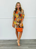 Patchwork Print Front Tie Mini Dress (Reg. and Plus)