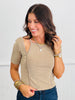 Tan Cold Shoulder Blouse (Reg.)