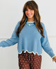 Contrast Trim Scalloped Hem Sweater Top (Reg & Plus) - 2 Colors