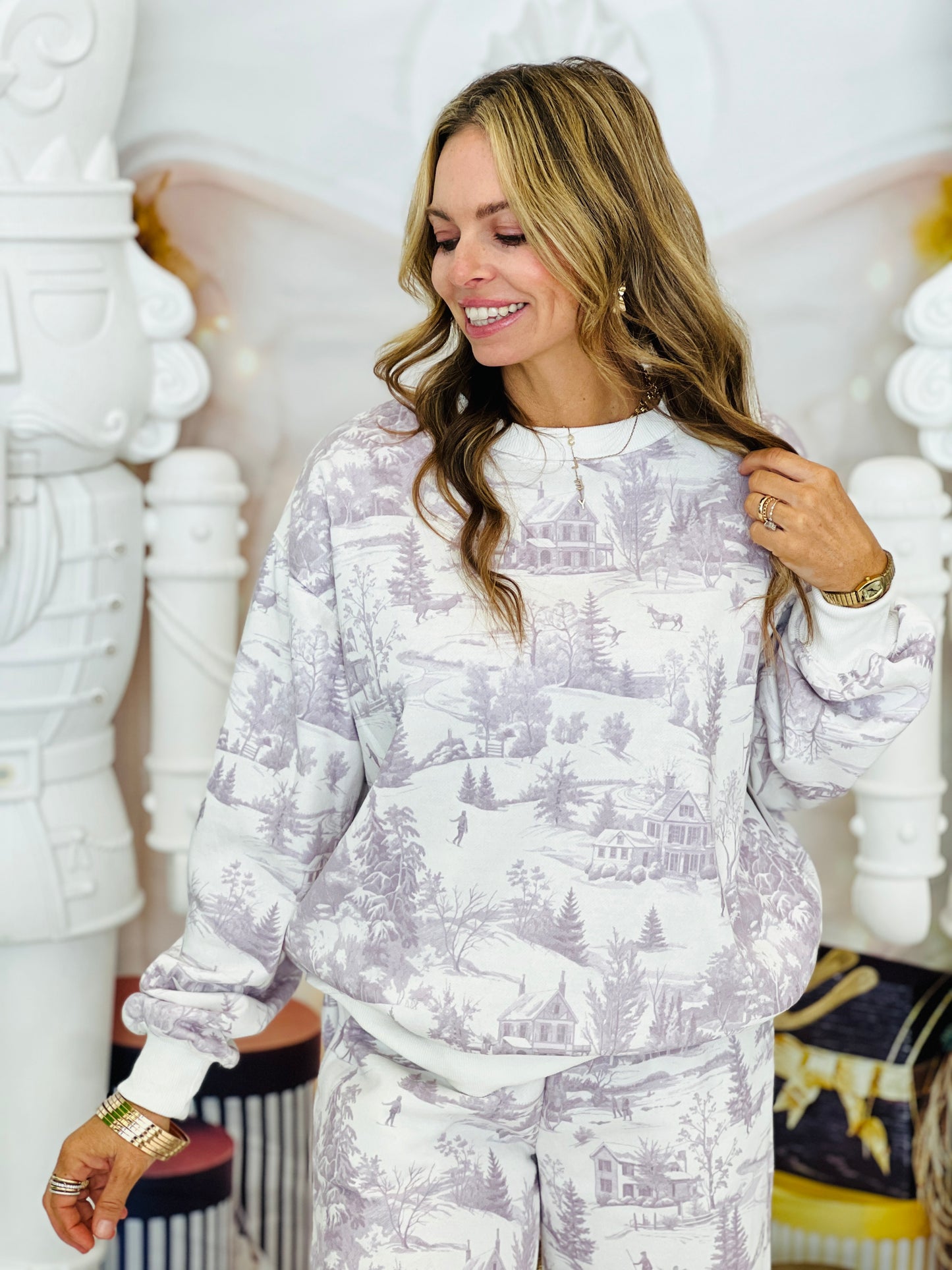 Dusty Purple Holiday Print Sweatshirt (Reg.)