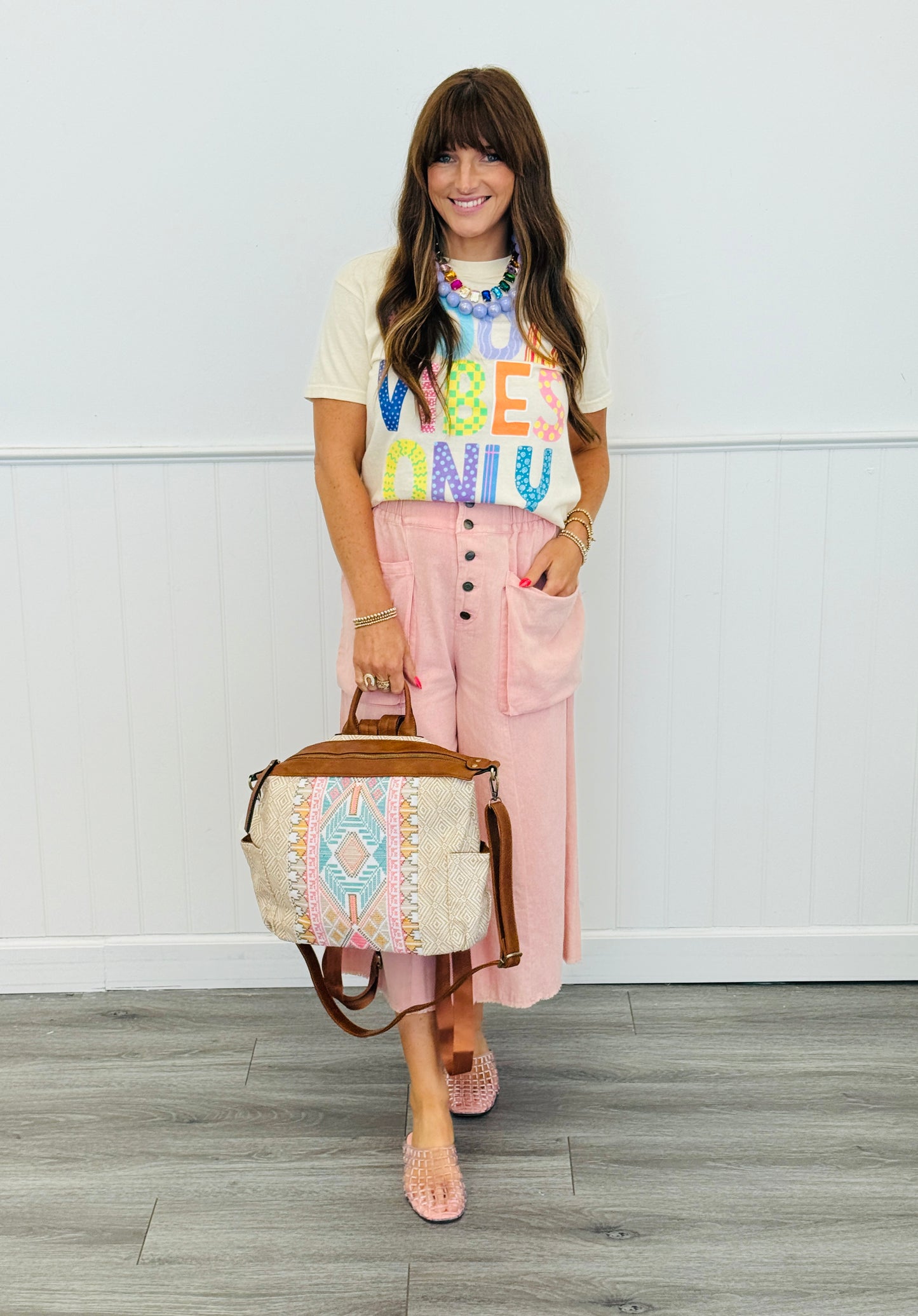 Rose Pink Cropped Wide Leg Pants (Reg. and Plus)