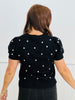 Black/Ivory Embroidered Polka Dot Sweater Top (Reg.)