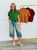 Waist Length Ribbed Dolman Sweater Top (Reg.) - 3 Colors