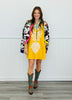 Yellow Contrast V-Neck Balloon Sleeve Mini Dress (Reg.)