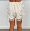 Champagne Satin Lace Trim Shorts (Reg. and Plus)
