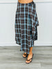 Brown/Blue Combo Plaid Wrap Midi Skirt (Reg & Plus)